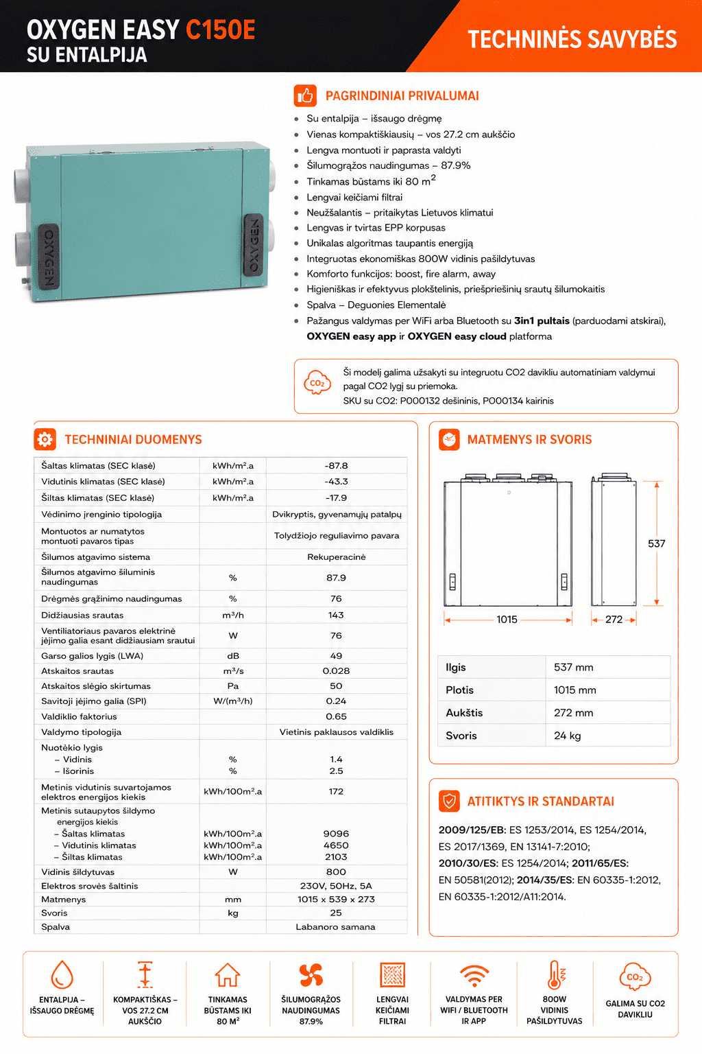 Easy C150E su entalpija aprašymas